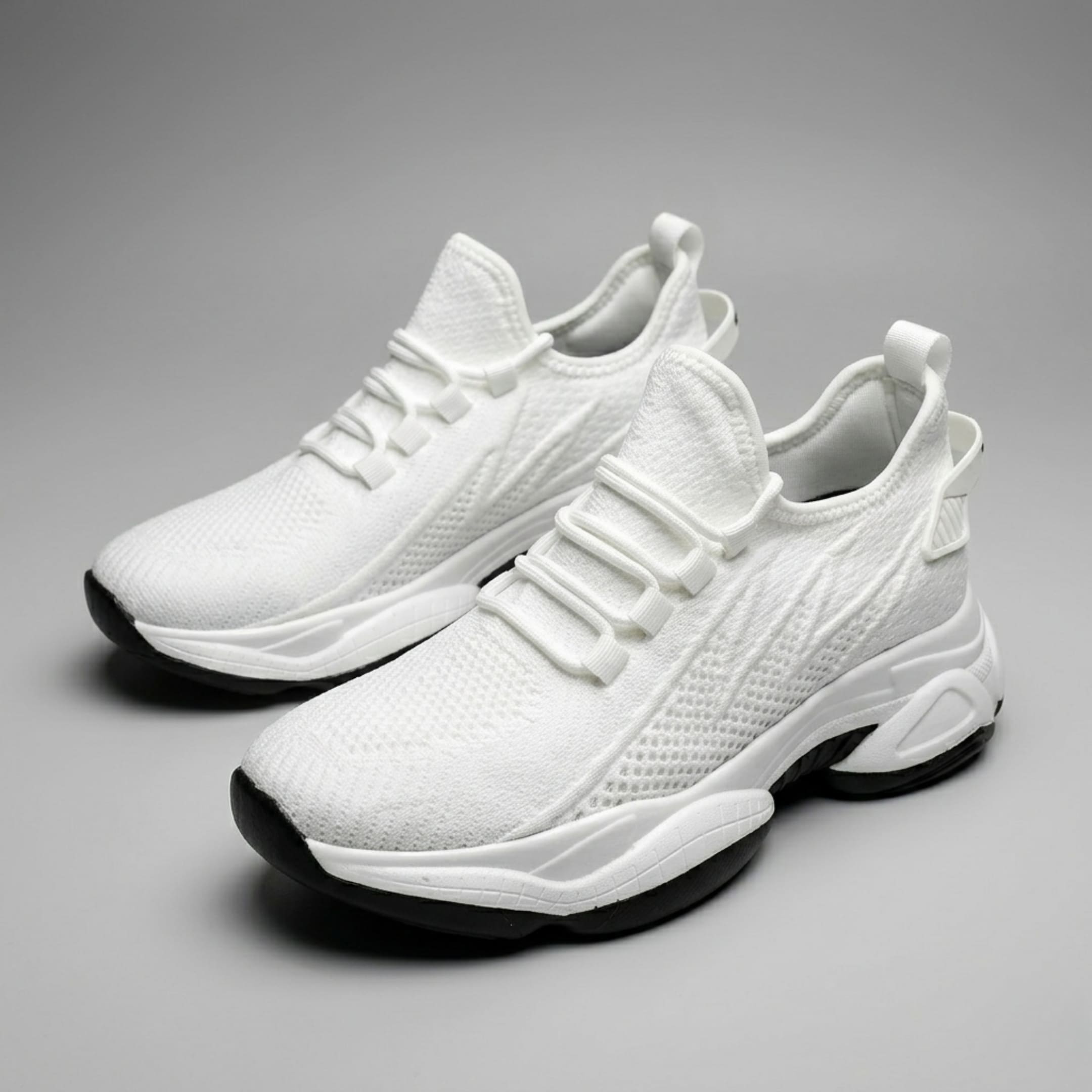 FORCIANO ALTITUDE white breathable mesh height increasing sneakers shown from a front angle