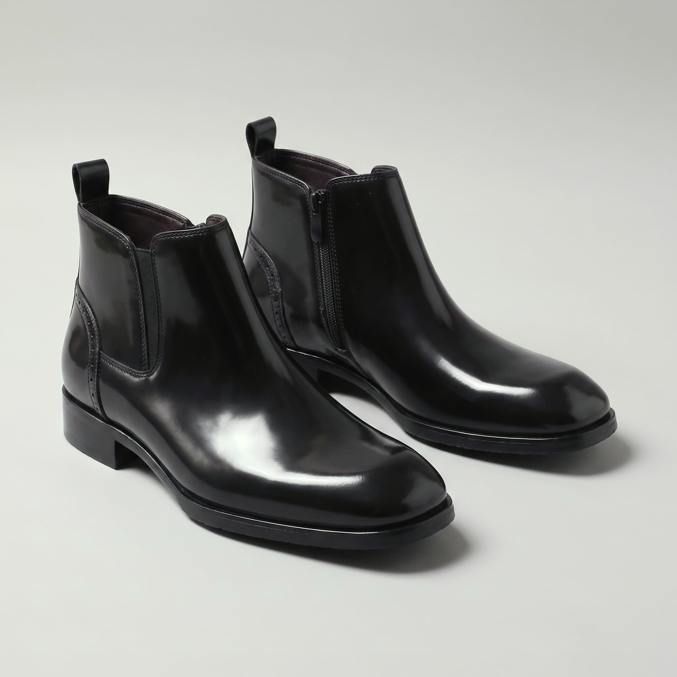 FORCIANO GARDA FOR MEN black elevator boots with genuine leather upper shown as a pair from a front three-quarter angle.