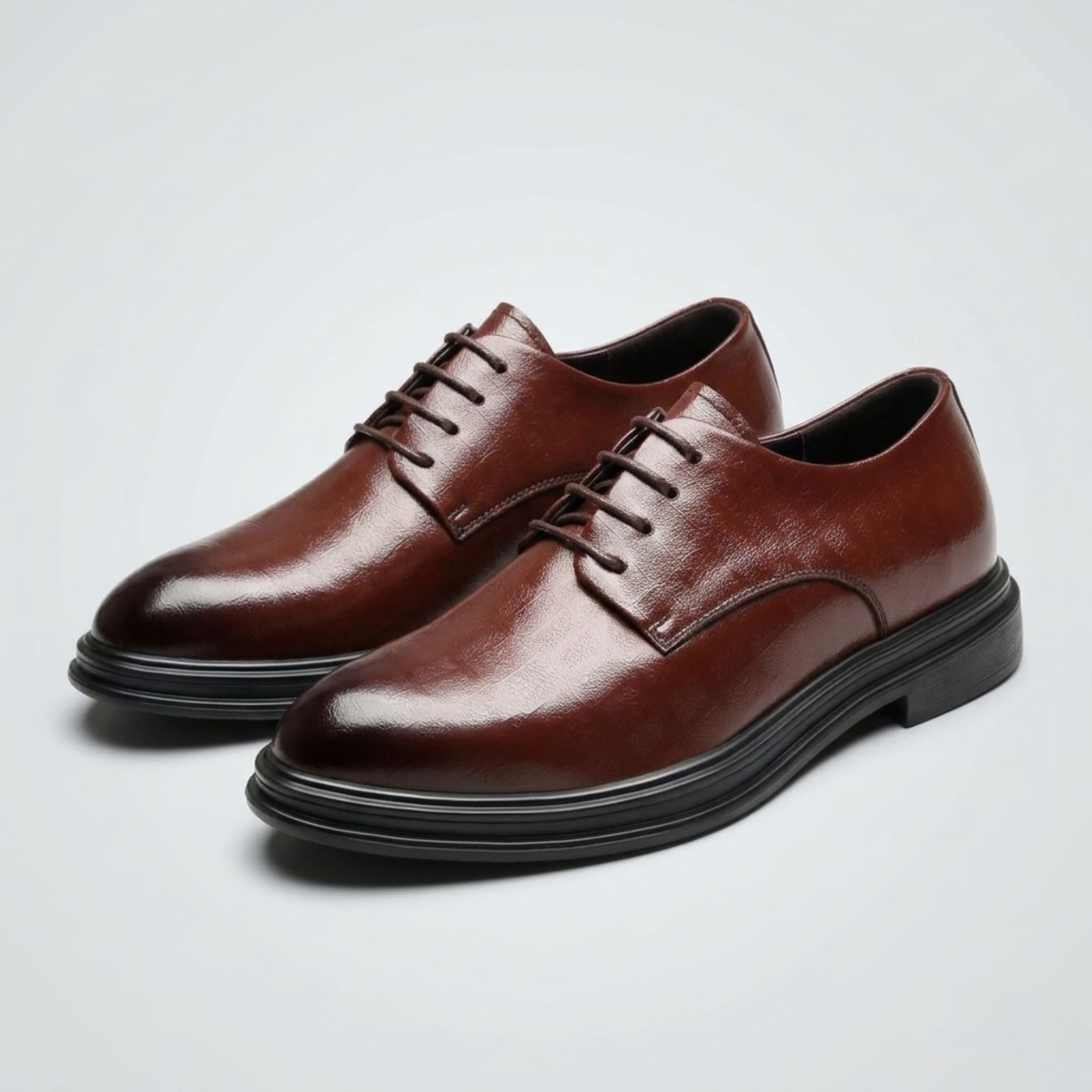 FORCIANO IMPERIAL brown premium leather dress shoes displayed as a pair from a front three-quarter angle.