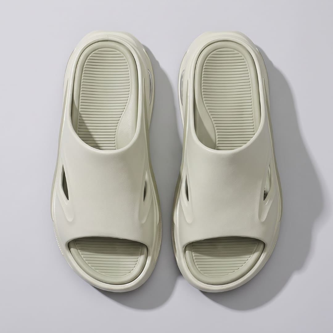 Pair of beige FORCIANO MAVERICK Height Increasing Shoes shown from an overhead view with matching textured footbeds.
