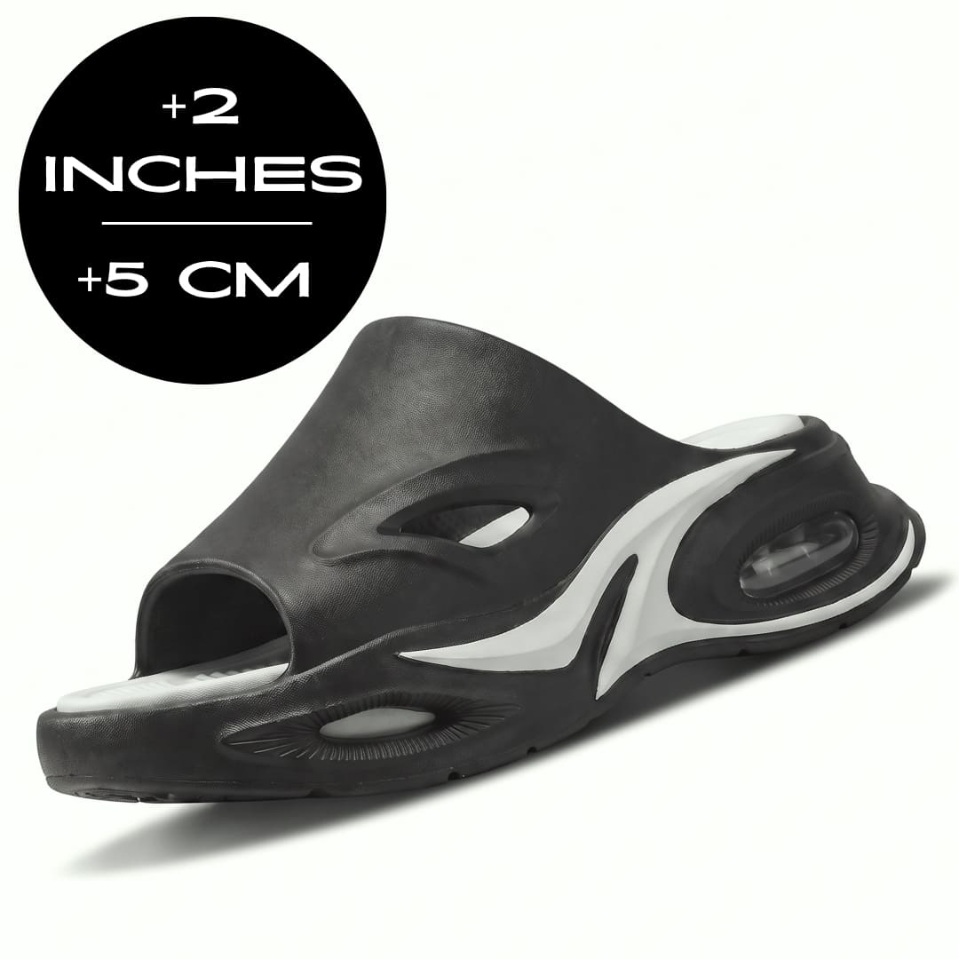 Black and white FORCIANO MAVERICK Height Increasing Shoes shown from a front three-quarter angle with 5 cm / 2" height graphic.