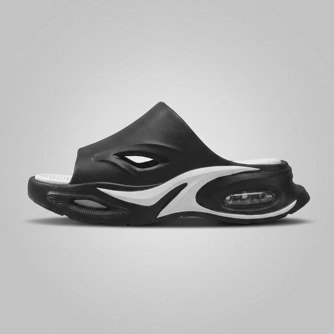 Black and white FORCIANO MAVERICK Height Increasing Shoes shown in side profile with white accents and visible heel detail.