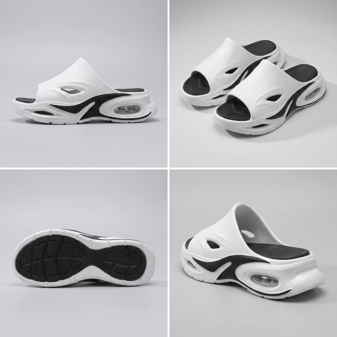 White and black FORCIANO MAVERICK Height Increasing Shoes shown in a multi-view collage with side, pair, outsole and rear angles.