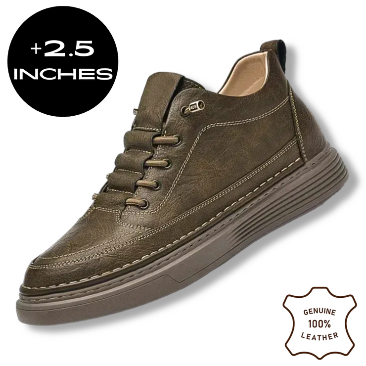 Height-Enhancing Genuine Leather Sneakers