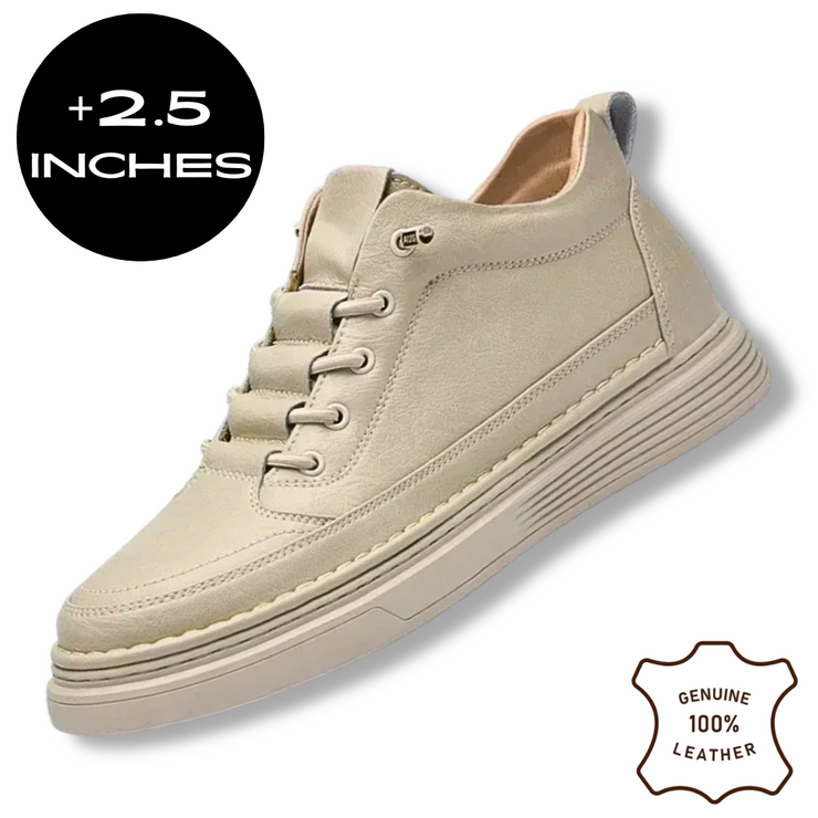 Height-Enhancing Genuine Leather Sneakers