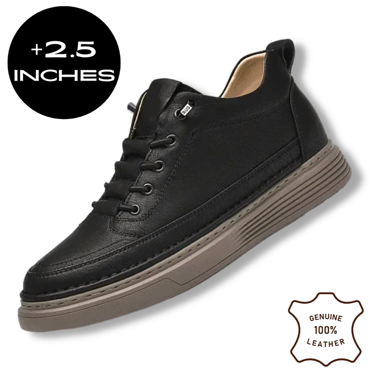 Height-Enhancing Genuine Leather Sneakers