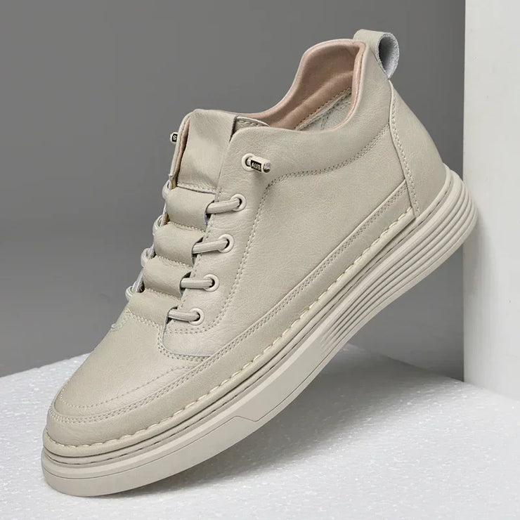 Height-Enhancing Genuine Leather Sneakers