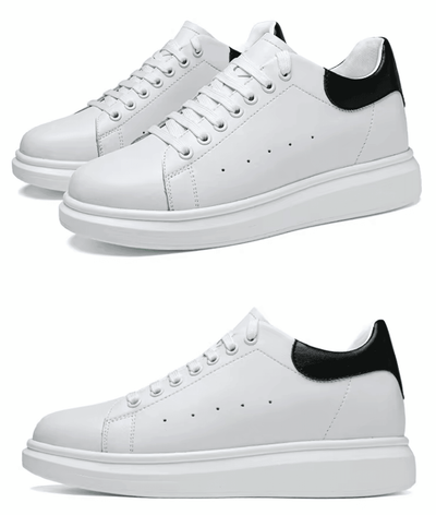 FORCIANO AURAS white elevator sneakers collage showing pair and side profile views.