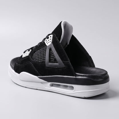 Black FORCIANO AERO Height Increasing Slippers shown from a rear three-quarter angle with the raised sole visible.