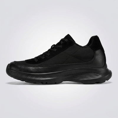 FORCIANO AEROX black height increasing sneakers with premium leather upper shown in a clean side-profile studio view.