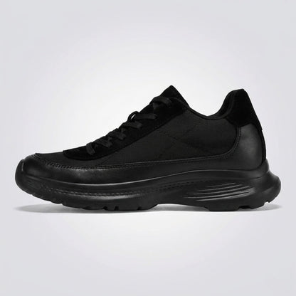 FORCIANO AEROX black height increasing sneakers with premium leather upper shown in a clean side-profile studio view.