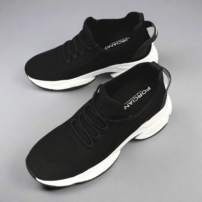 FORCIANO ALTITUDE black breathable mesh height increasing sneakers with contrasting white soles