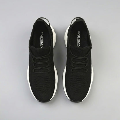 FORCIANO ALTITUDE black breathable mesh height increasing sneakers shown from above