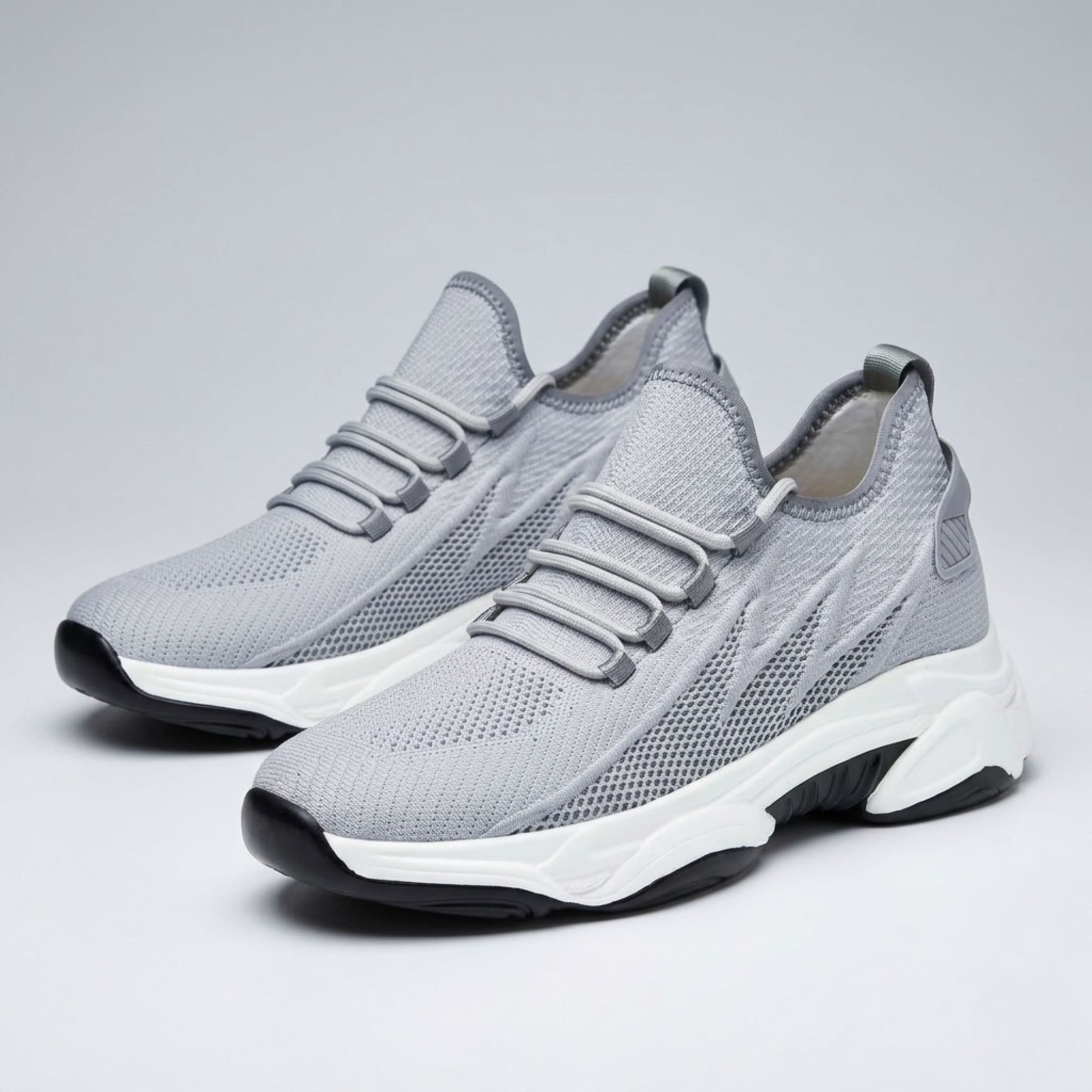 FORCIANO ALTITUDE gray breathable mesh height increasing sneakers shown as a pair
