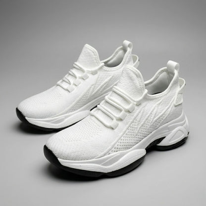 FORCIANO ALTITUDE white breathable mesh height increasing sneakers shown from a front angle