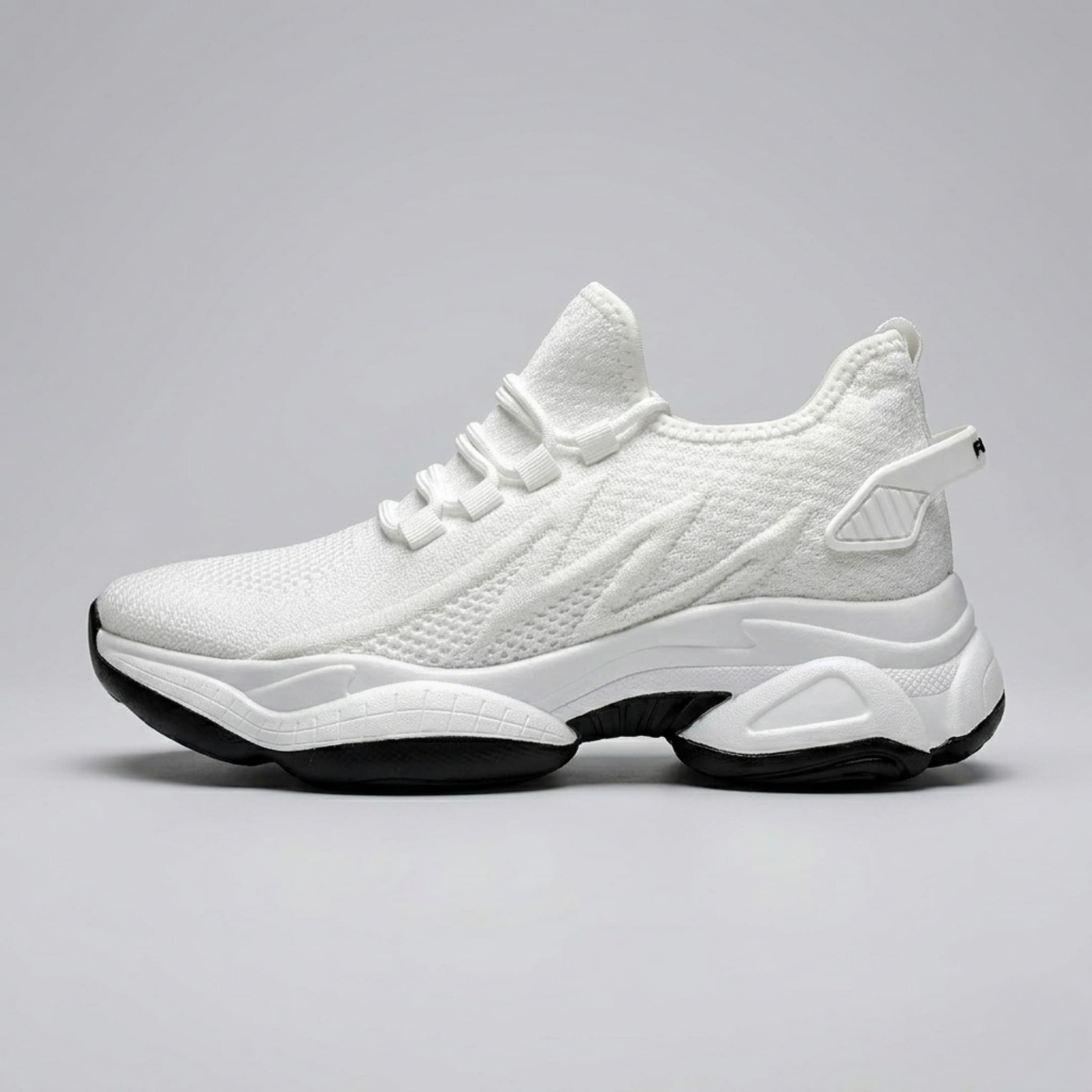 FORCIANO ALTITUDE white breathable mesh height increasing sneaker shown from the side