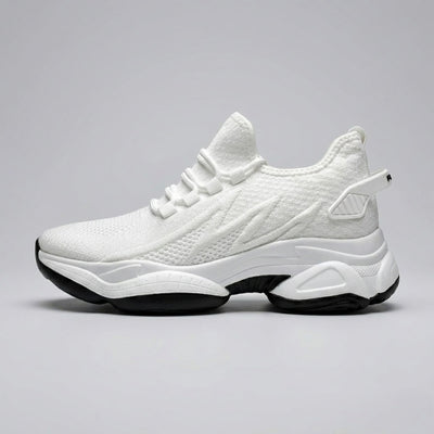 FORCIANO ALTITUDE white breathable mesh height increasing sneaker shown from the side
