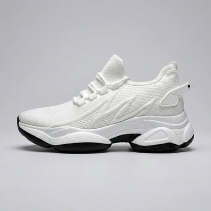 FORCIANO ALTITUDE white breathable mesh height increasing sneaker shown from the side