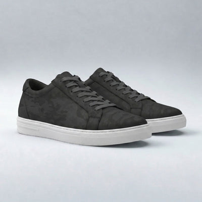 FORCIANO ATHENA black women's elevator sneakers displayed as a pair from the front three-quarter angle with premium leather uppers and white soles.