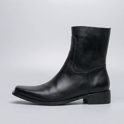 FORCIANO AURESTO black height increasing boots with smooth microfiber upper shown from the side against a light studio background.