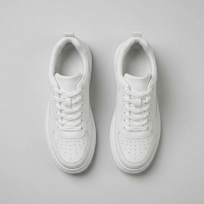 FORCIANO AVERY white sneakers for women shown as a pair from above, highlighting white laces, perforated toe panels and premium leather uppers.