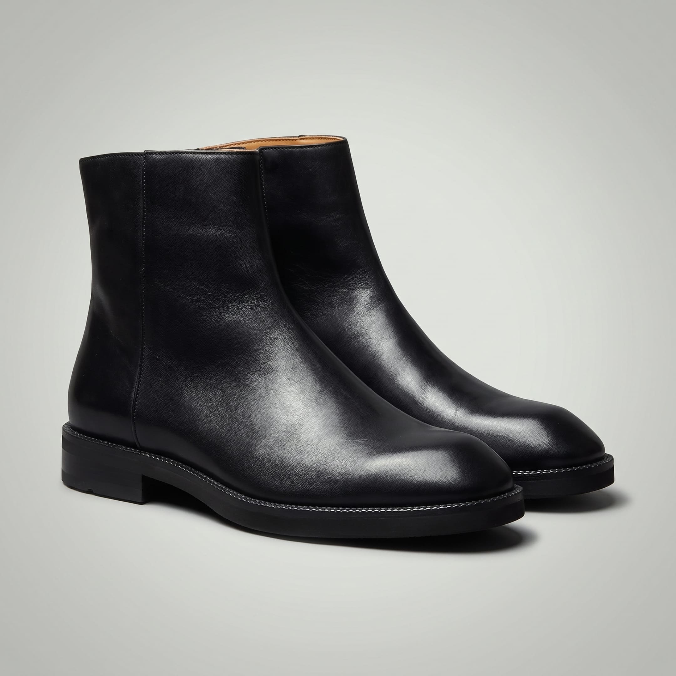 FORCIANO BELLANO black Elevator Boots with genuine leather uppers displayed as a pair from a front three-quarter view.