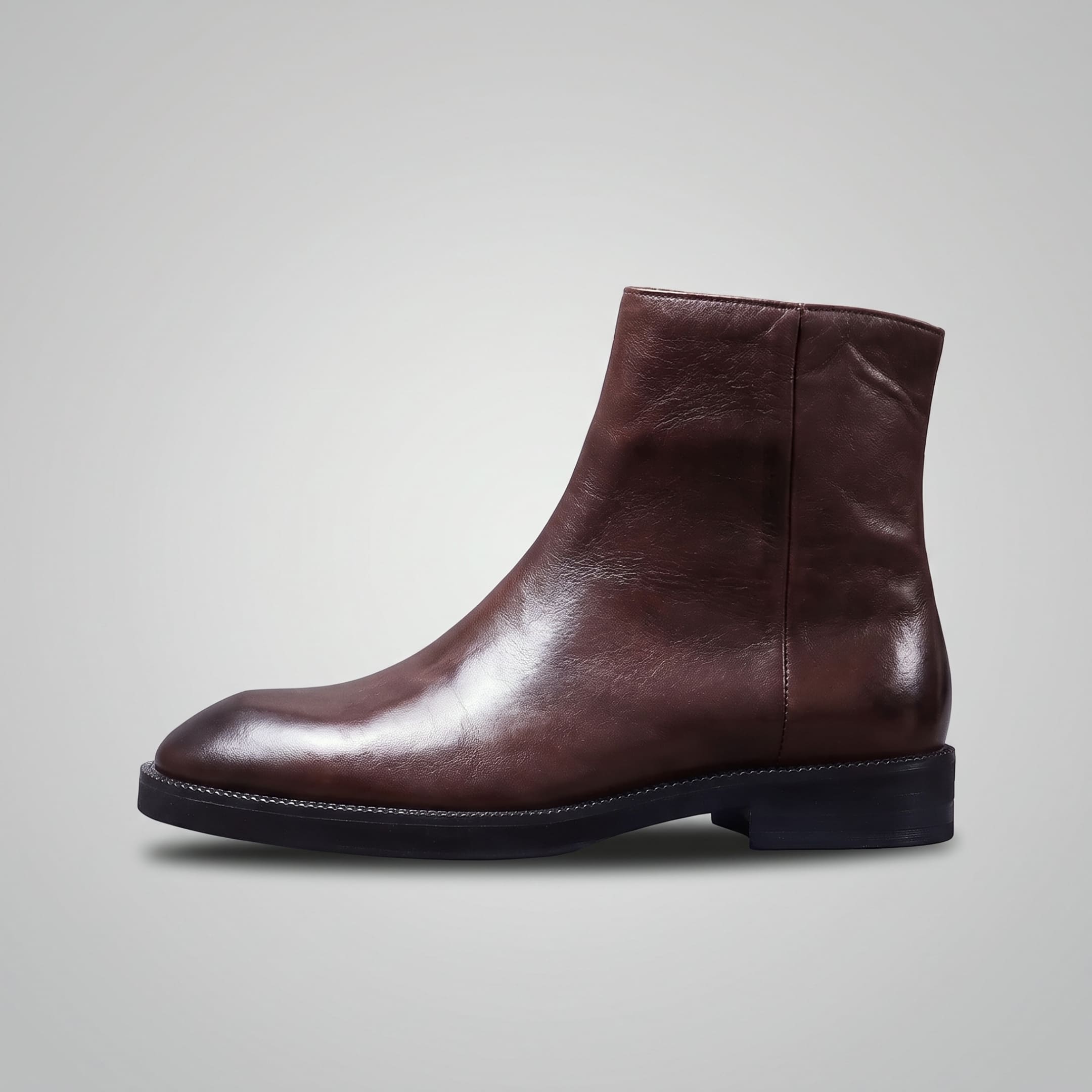 FORCIANO BELLANO brown Elevator Boots with a genuine leather upper shown as a single boot in clean side profile.