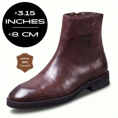 FORCIANO BELLANO brown Elevator Boots with genuine leather upper and 8 cm / 3.15 inch height increase.