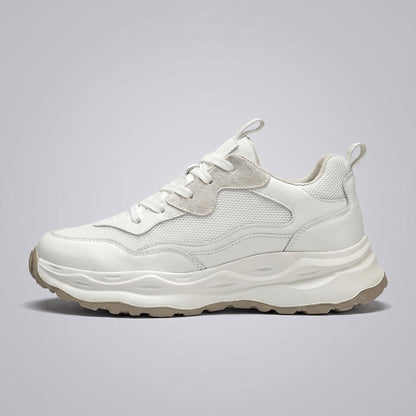 FORCIANO BELLUNO beige white elevator sneakers with premium leather upper, shown in a clean side profile.