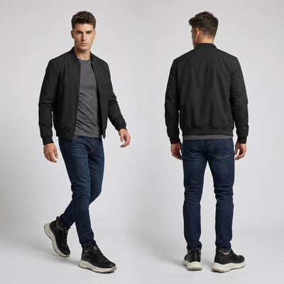 FORCIANO BELLUNO black height increasing sneakers with premium leather upper, worn by a model in front and rear lifestyle views.