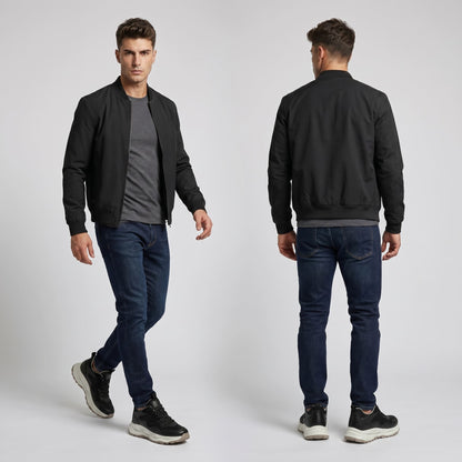 FORCIANO BELLUNO black height increasing sneakers with premium leather upper, worn by a model in front and rear lifestyle views.