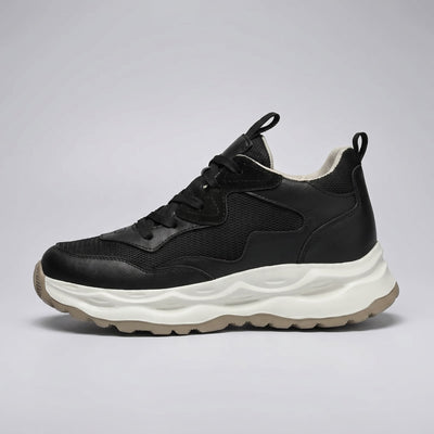 FORCIANO BELLUNO black height increasing shoes with premium leather upper, shown as a single sneaker in side profile.