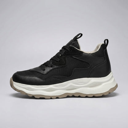 FORCIANO BELLUNO black height increasing shoes with premium leather upper, shown as a single sneaker in side profile.