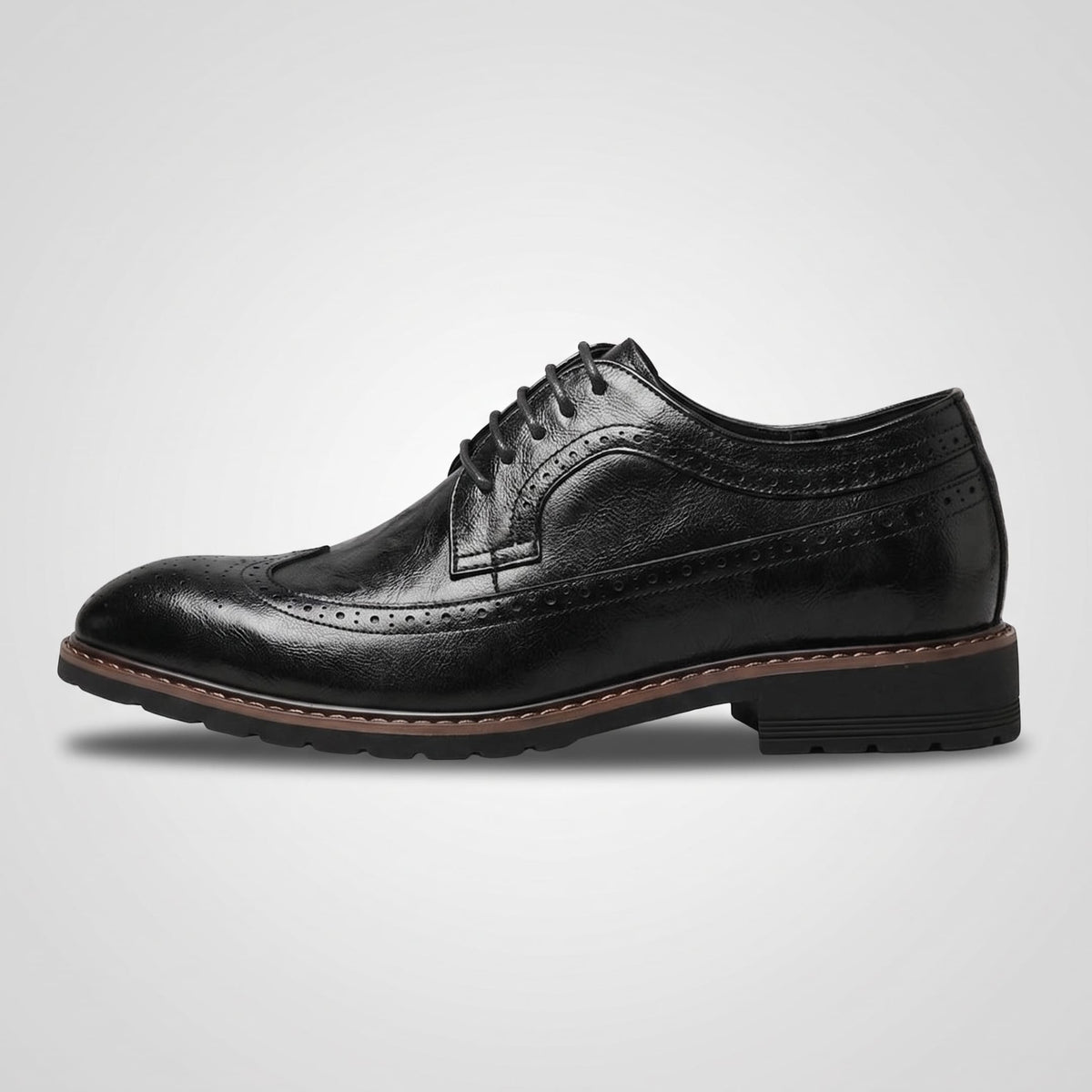 FORCIANO CELSUS Elevator Dress Shoes in black premium leather shown in a clean side profile with lace-up detailing.