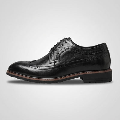 FORCIANO CELSUS Elevator Dress Shoes in black premium leather shown in a clean side profile with lace-up detailing.