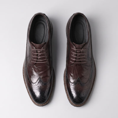 FORCIANO CELSUS Elevator Dress Shoes in brown premium leather shown as a pair from above with lace-up and toe detailing visible.