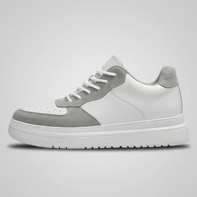 FORCIANO CHAMPION white and gray sneaker shown in a clean side profile with lace-up front, perforated toe panel, and raised sole.