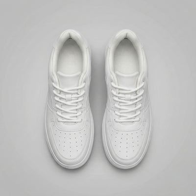 FORCIANO CHAMPION white sneakers displayed as a pair from the top, showing white laces, padded openings, and perforated toe panels.