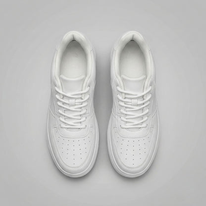 FORCIANO CHAMPION white sneakers displayed as a pair from the top, showing white laces, padded openings, and perforated toe panels.