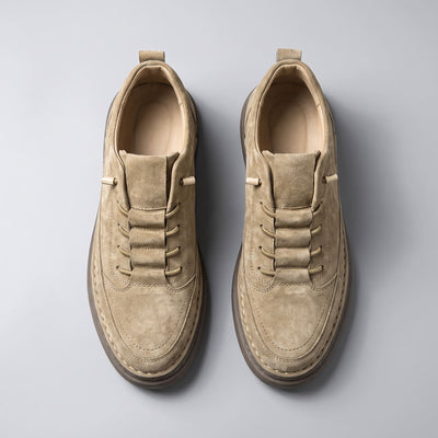 FORCIANO COURAGE Sand Height-Increasing Shoes shown as a top-view pair with premium leather uppers, lace detailing and visible interior openings.