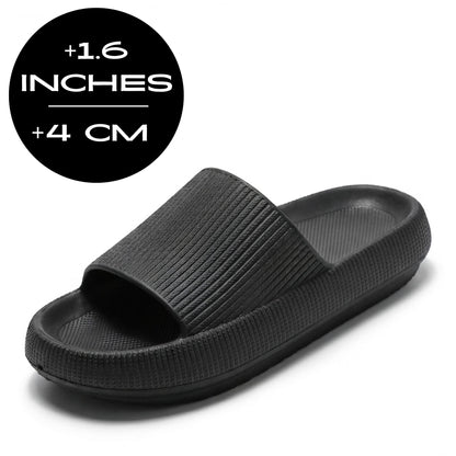 FORCIANO DUNE black height increasing shoes in a front three-quarter product view with a textured strap and 4 cm / 1.6 inches height graphic.