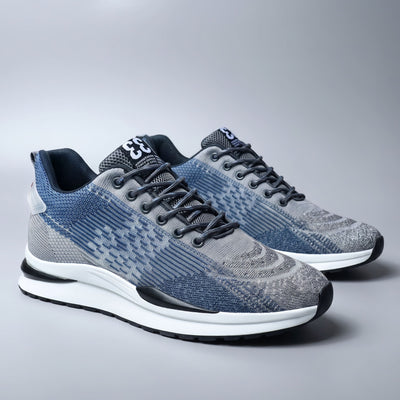 FORCIANO EDGE blue Height Increasing Sneakers with white soles, displayed as a pair from a front three-quarter view with breathable material.