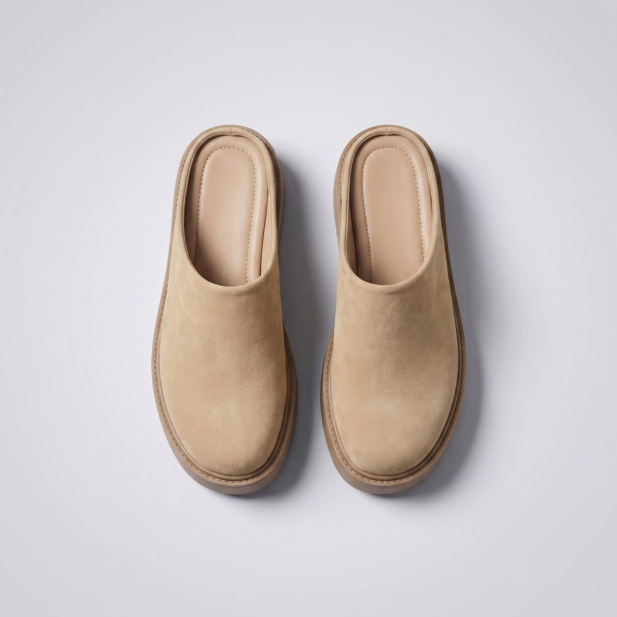FORCIANO ELEVÉ beige Height Increasing Slippers for Women shown as a pair from the top with soft flannel uppers and visible footbeds.