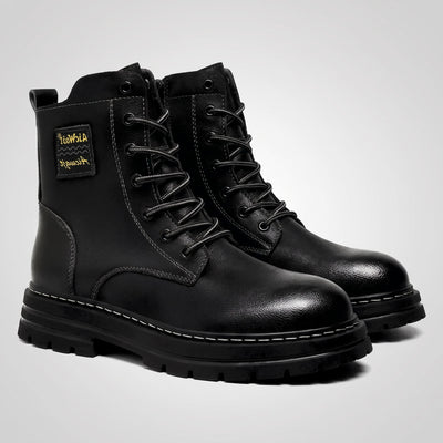 FORCIANO FRONTLINE Boots That Make You Taller in black premium leather shown as a pair from a front three-quarter perspective.