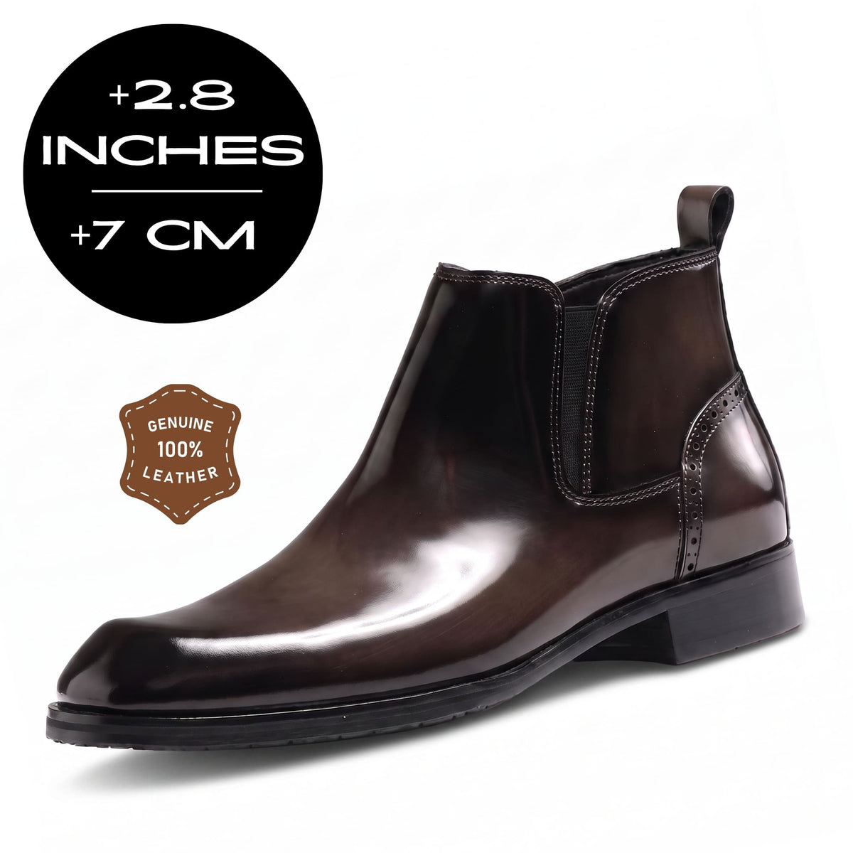 FORCIANO GARDA brown Elevator Boots with genuine leather upper and 7 cm / 2.8 inch height increase.