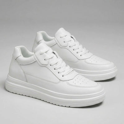 FORCIANO IMPACT white leather-upper sneakers shown as a pair from a front three-quarter angle.