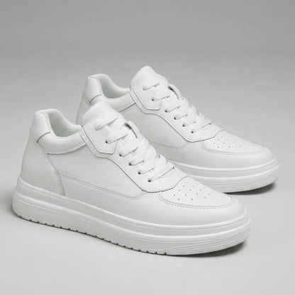 FORCIANO IMPACT white leather-upper sneakers shown as a pair from a front three-quarter angle.