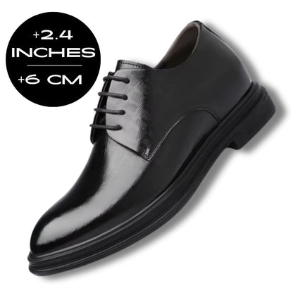 FORCIANO IMPERIAL black premium leather dress shoe shown at a front angle with a 6 cm / 2.4" height graphic.