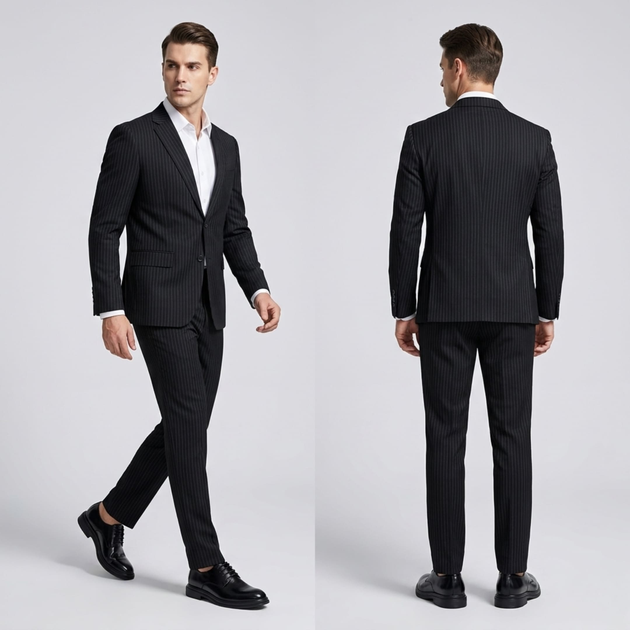 FORCIANO IMPERIAL brown premium leather elevator dress shoes shown in a formal lifestyle scene on a seated model.