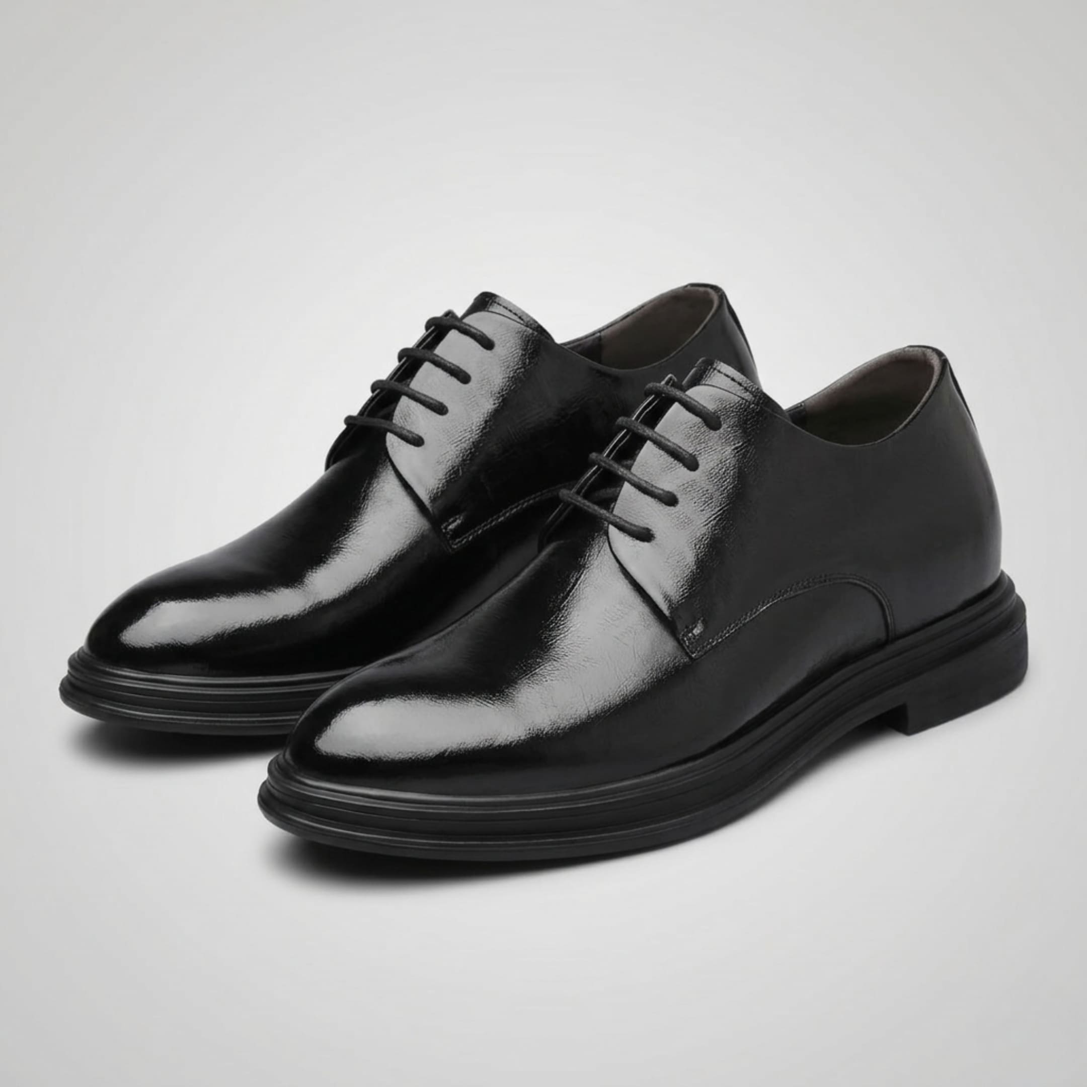 FORCIANO IMPERIAL black premium leather dress shoes displayed as a pair in a front three-quarter product view.